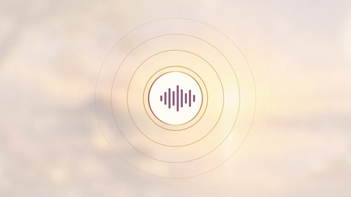 A small sound-wave icon surrounded by golden rings